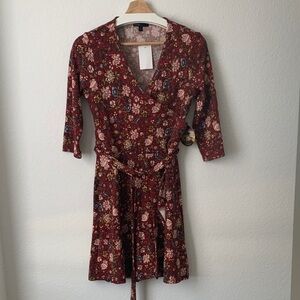 BeBop Maroon Floral Wrap Mini Dress